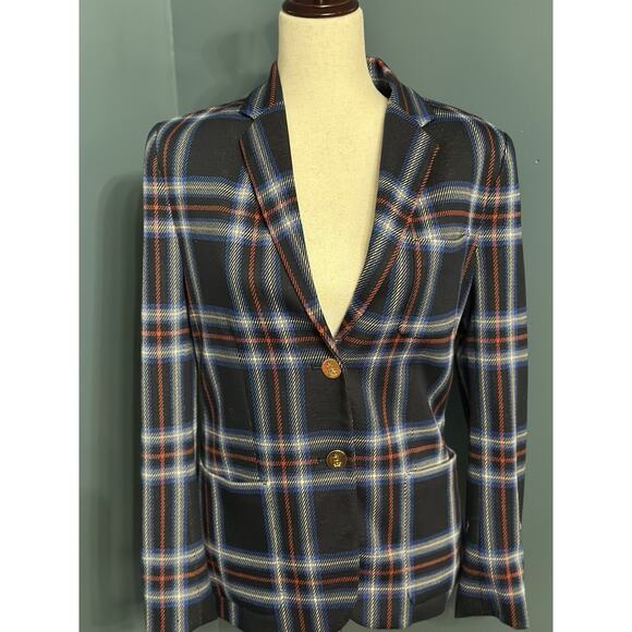 Lauren Ralph Lauren Plaid Blazer Jacket Navy/Red/White Gold Buttons Size M - Picture 7 of 12